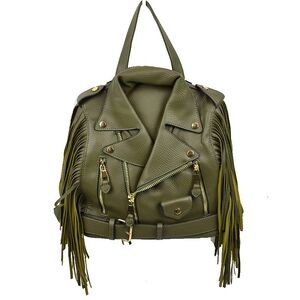Olive Green Fringe Backpack